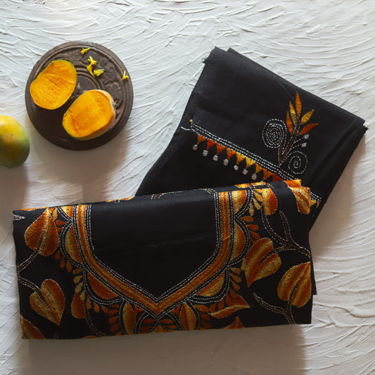 Bengal Kantha Hand Embroidery Cotton Kurti Suit Fabric Set