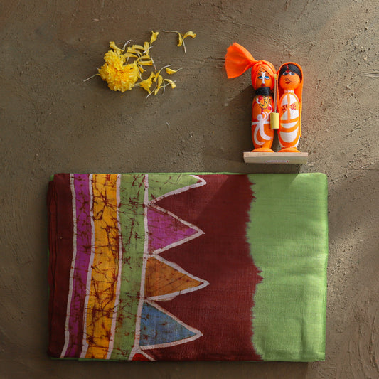 Handwoven Bengal Hand Batik Silk Saree