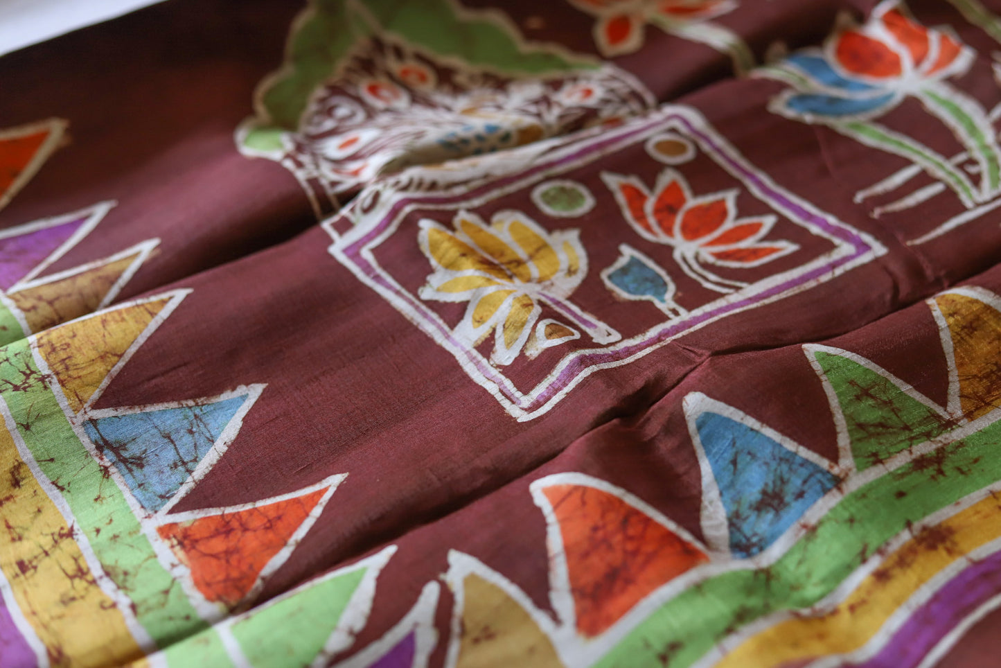 Handwoven Bengal Hand Batik Silk Saree