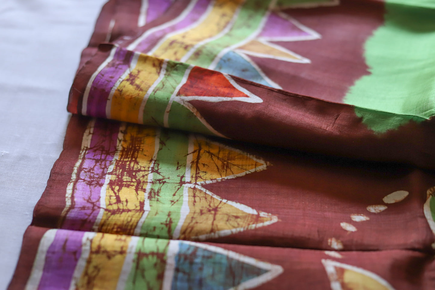 Handwoven Bengal Hand Batik Silk Saree