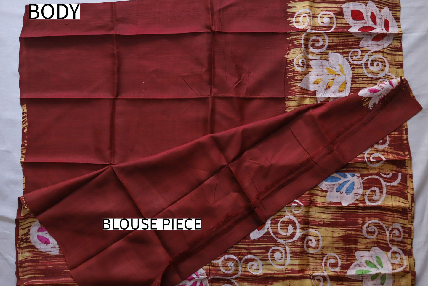 Handwoven Bengal Hand Batik Silk Saree