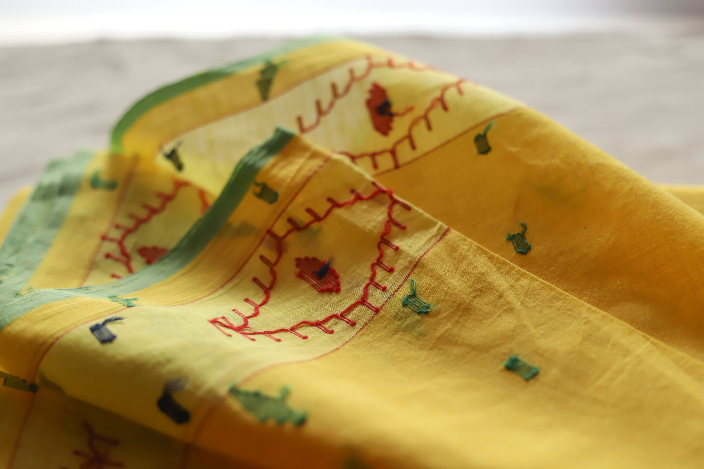 Bengal's Handwoven Cotton Fabric/ Yardage in Jamdani design