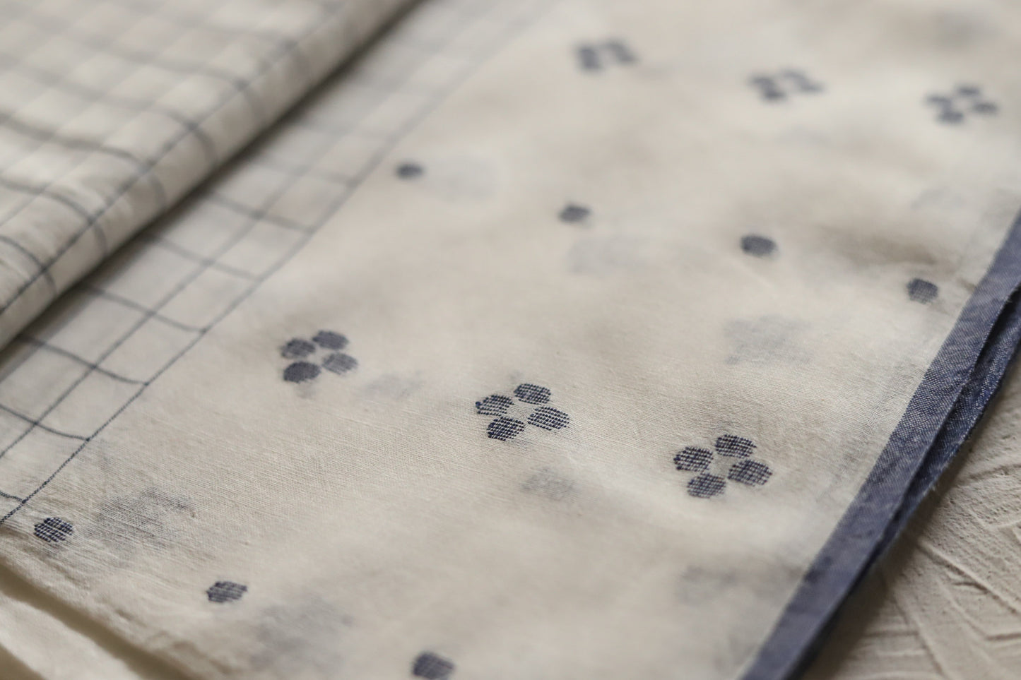 Bengal's Handwoven Cotton Fabric/ Yardage in Jamdani design