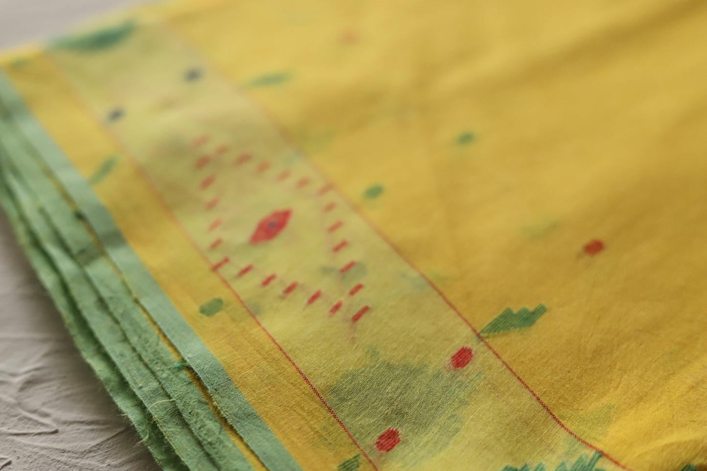 Bengal's Handwoven Cotton Fabric/ Yardage in Jamdani design