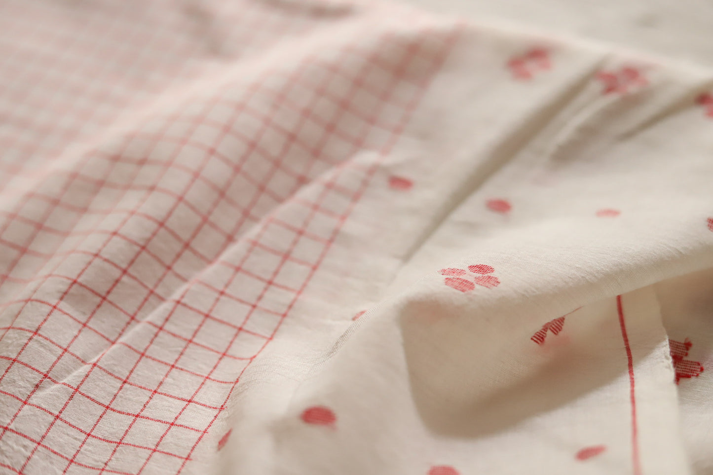 Bengal's Handwoven Cotton Fabric/ Yardage in Jamdani design