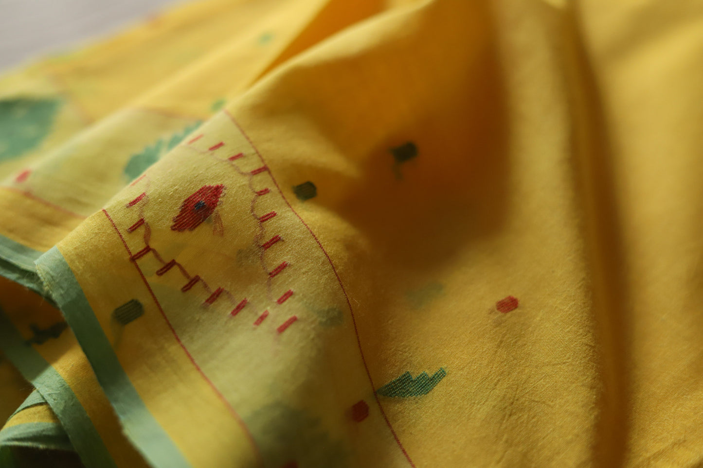 Bengal's Handwoven Cotton Fabric/ Yardage in Jamdani design