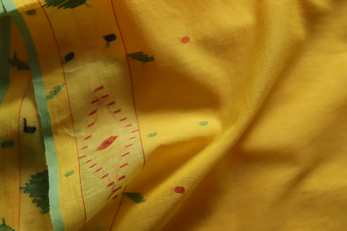 Bengal's Handwoven Cotton Fabric/ Yardage in Jamdani design