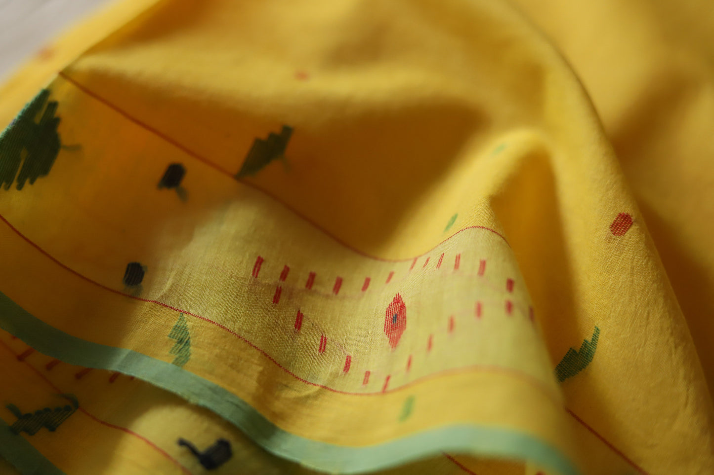 Bengal's Handwoven Cotton Fabric/ Yardage in Jamdani design