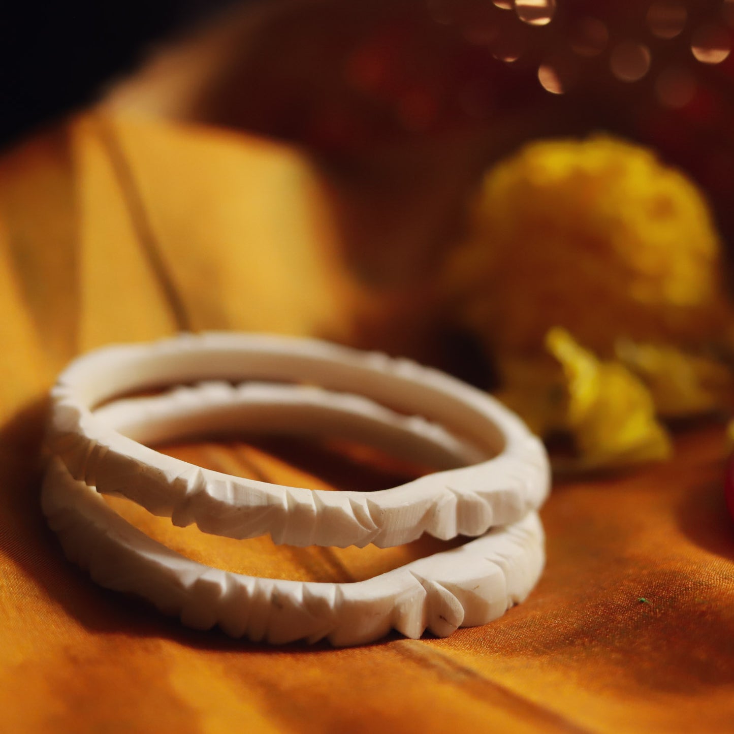 Handcarved Shakha Pola Bangle Pair (2.10 Inch)