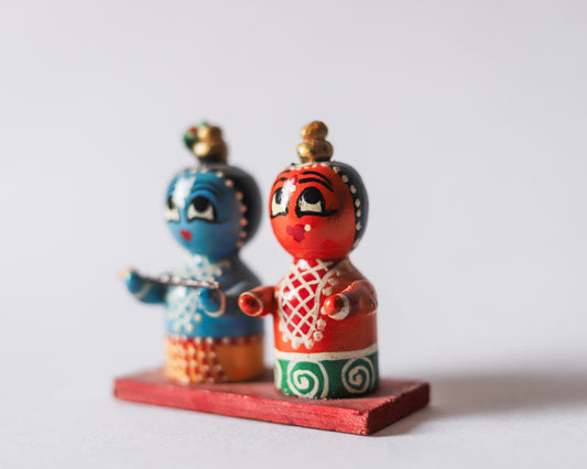 Bengal Hand-carved Wooden Radha Krishna