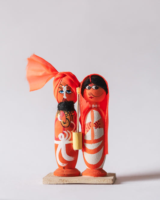 Bengal Hand-carved Wooden Baul couple
