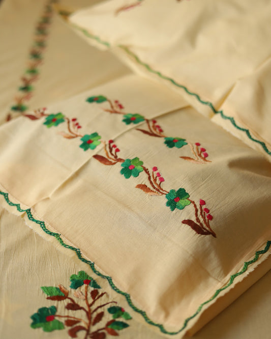 Bengal Hand Embroidered Cotton Bedsheet