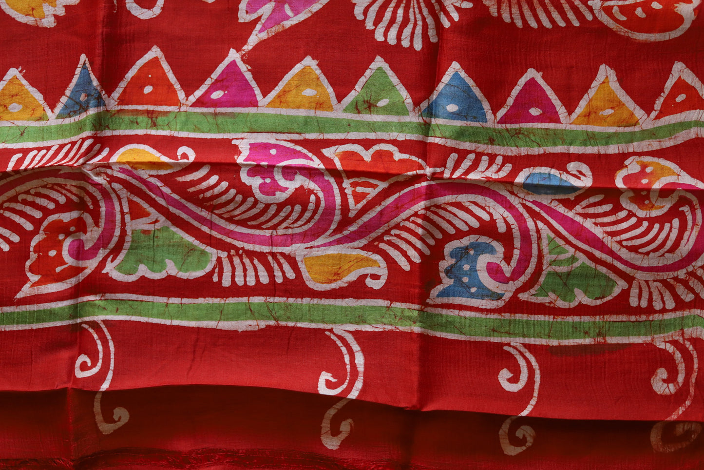 Handwoven Bengal Hand Batik Silk Saree