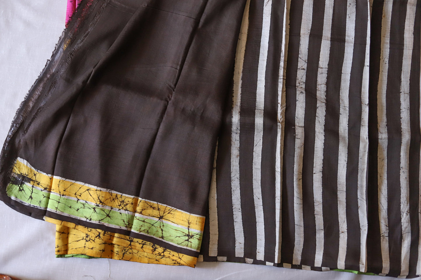 Handwoven Bengal Hand Batik Silk Saree