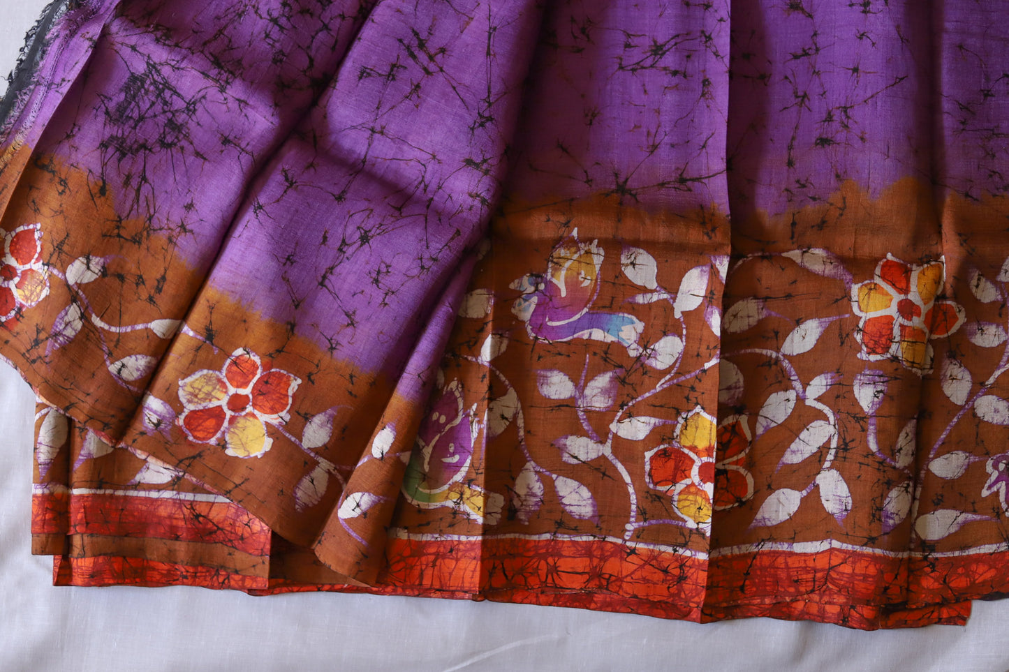 Handwoven Bengal Hand Batik Silk Saree