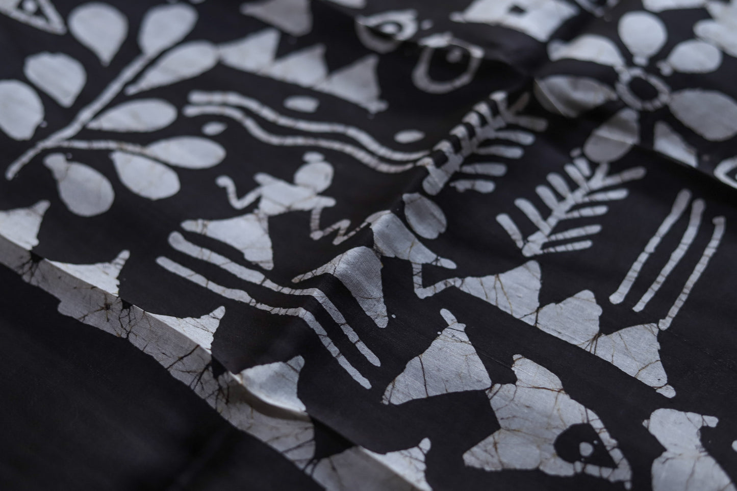 Handwoven Bengal Hand Batik Silk Saree