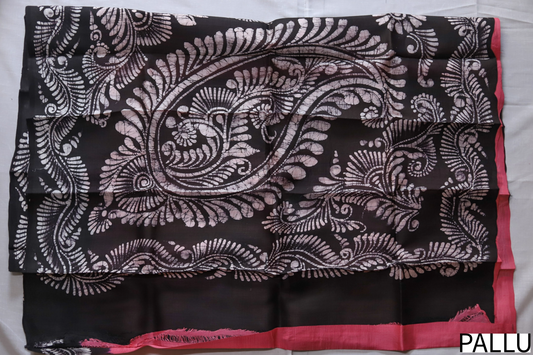Handwoven Bengal Hand Batik Silk Saree