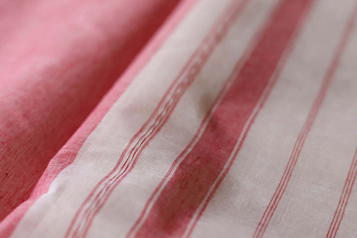 Handwoven Bengal White and Red Cotton Saree