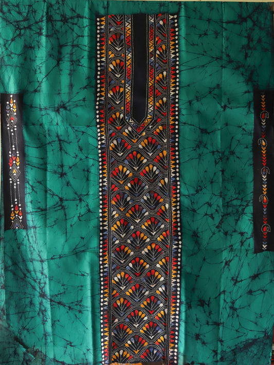 Hand Batik with kantha stitch embroidery on Cotton Kurta Fabric