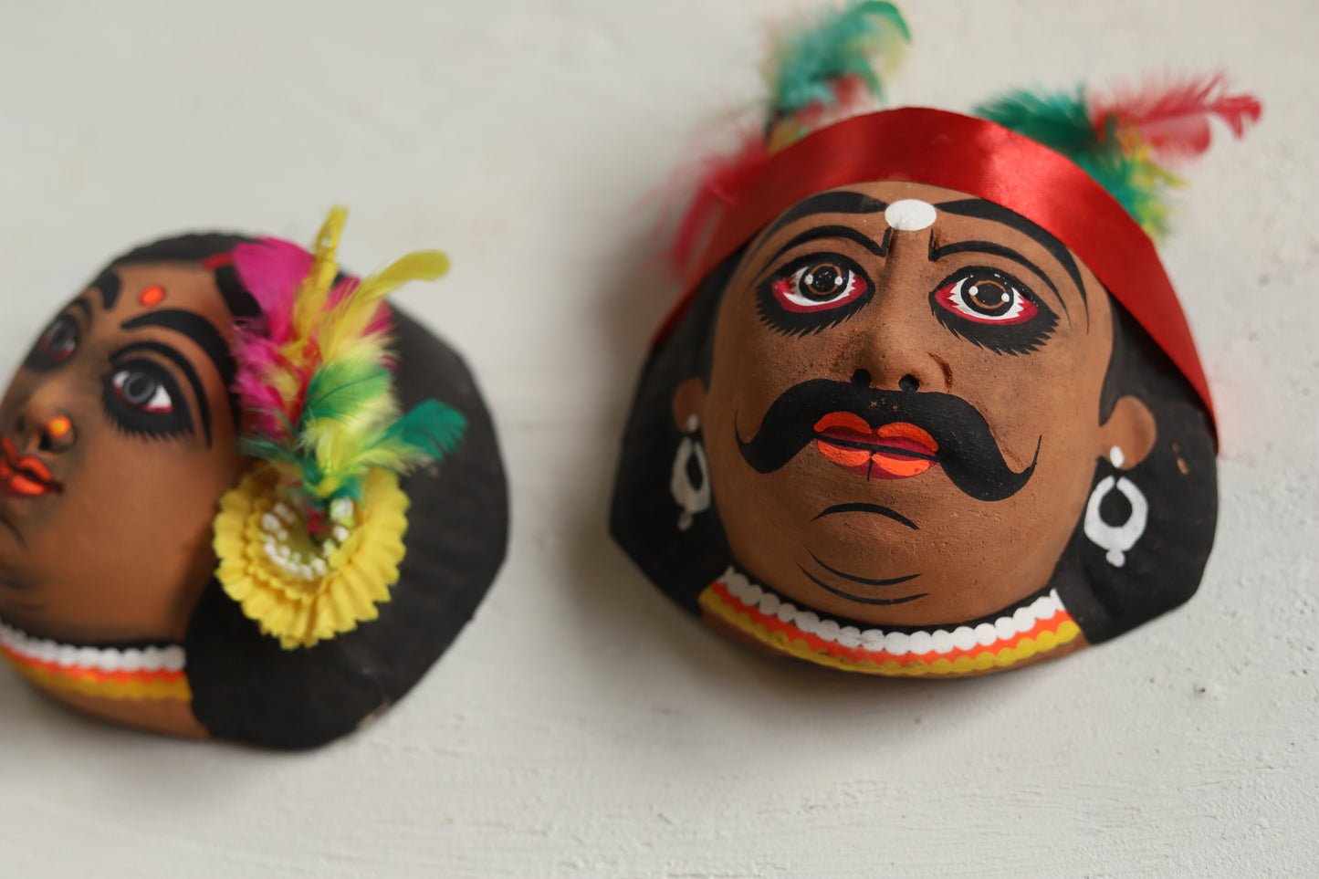 Handmade (Mukhauta) Chhau Mask - Bengal Tribal Couple