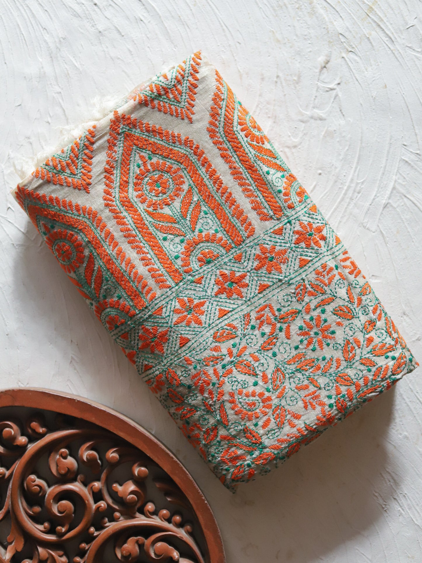 Bengal Hand Embroidery Kantha Stitch Silk Saree