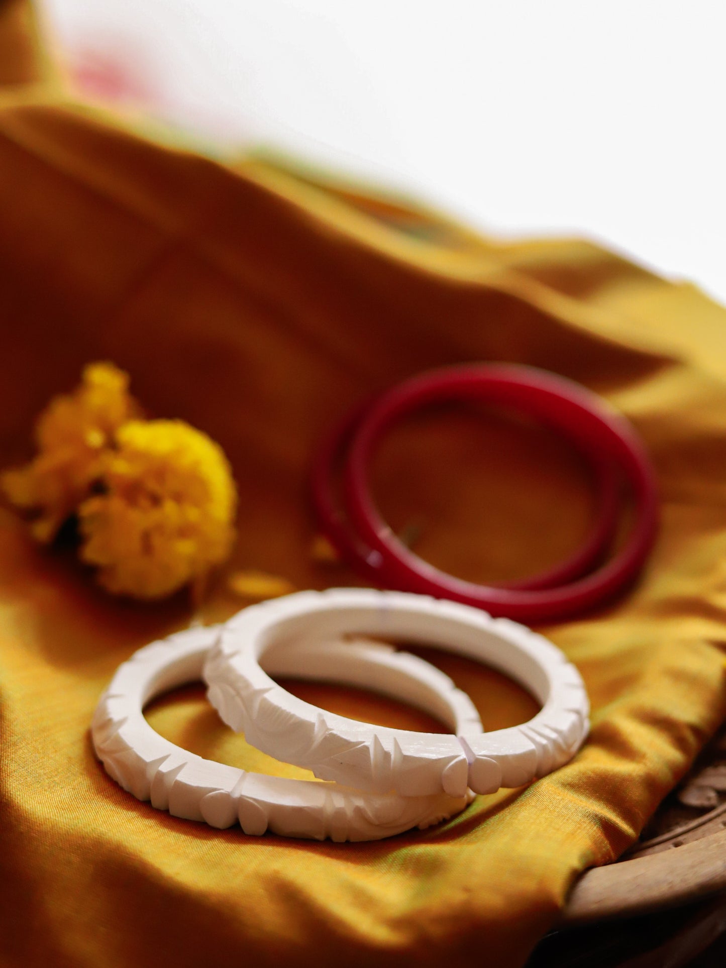 Handcarved Shakha Pola Bangle Pair (2.2 Inch)