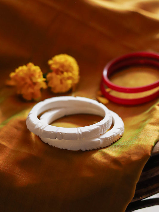 Handcarved Shakha Pola Bangle Pair (2.4 Inch)