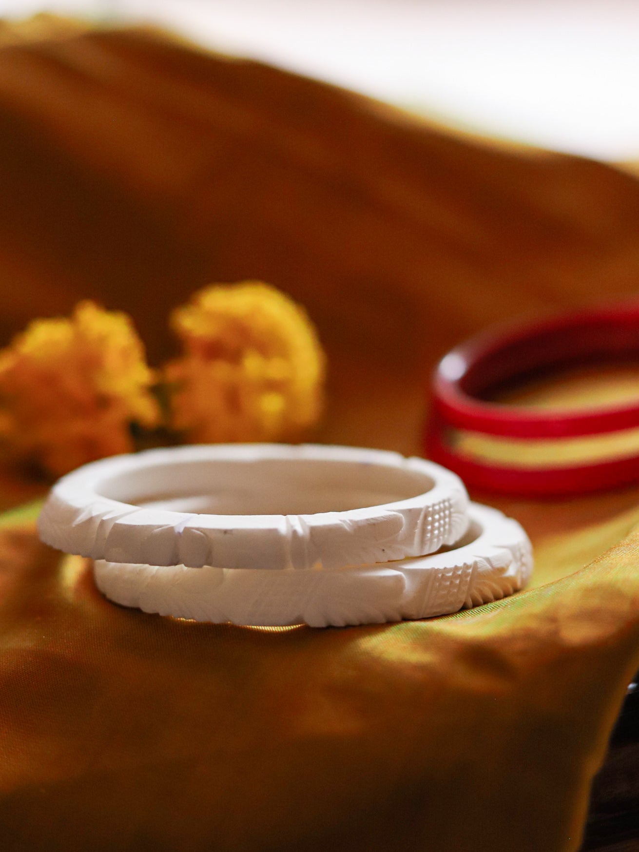 Handcarved Shakha Pola Bangle Pair (2.4 Inch)