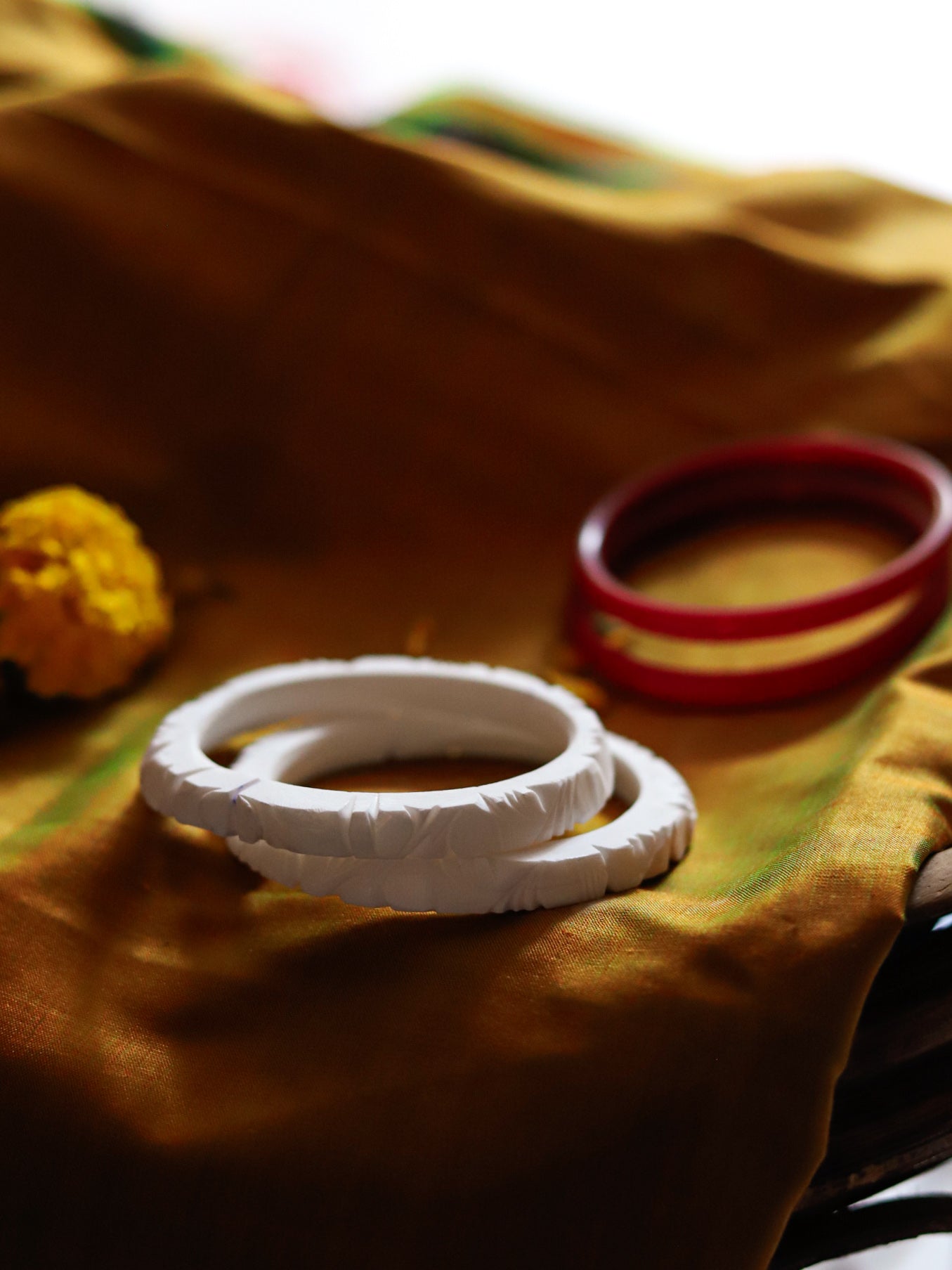 Handcarved Shakha Pola Bangle Pair (2.4 Inch)