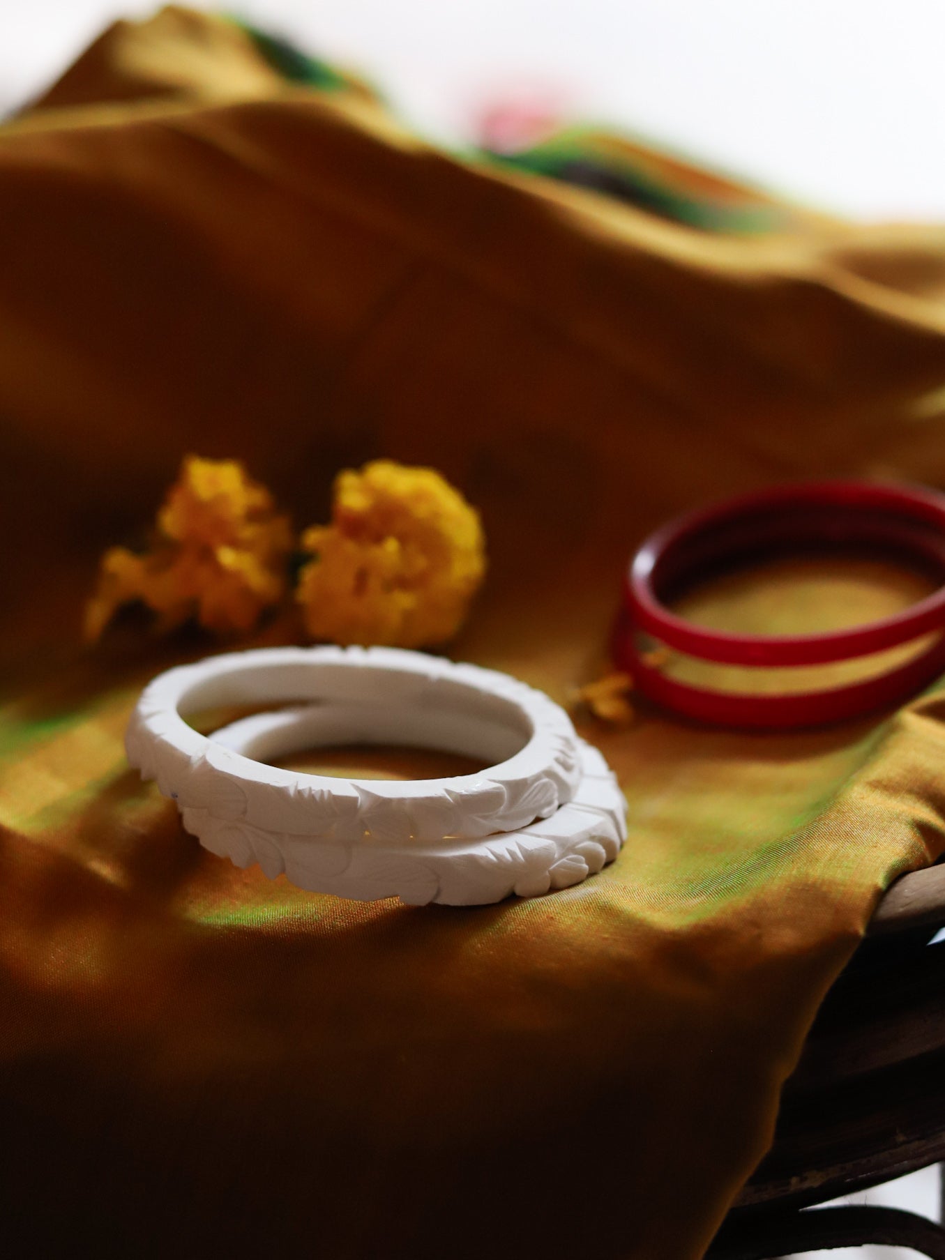 Handcarved Shakha Pola Bangle Pair (2.4 Inch)