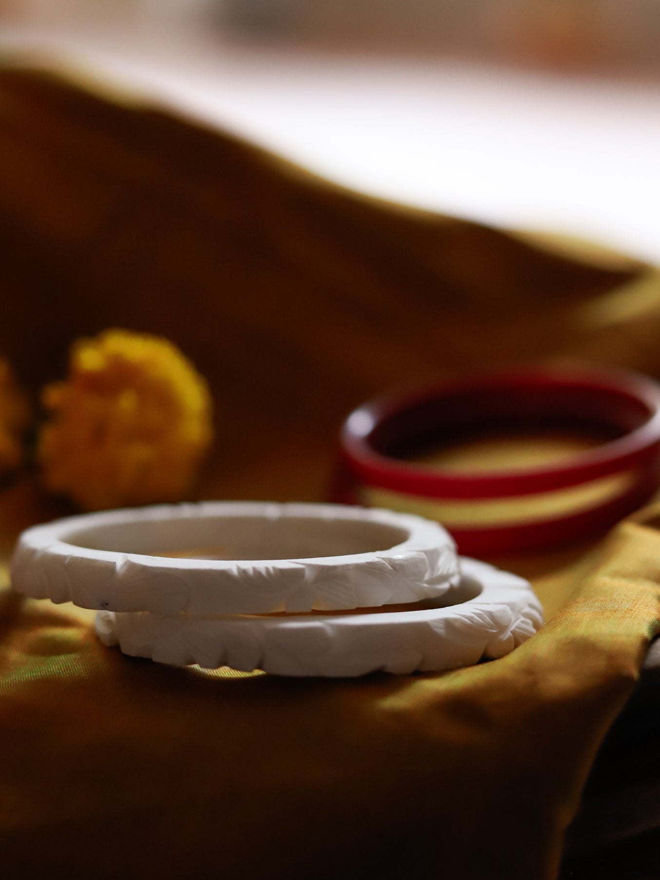 Handcarved Shakha Pola Bangle Pair (2.4 Inch)