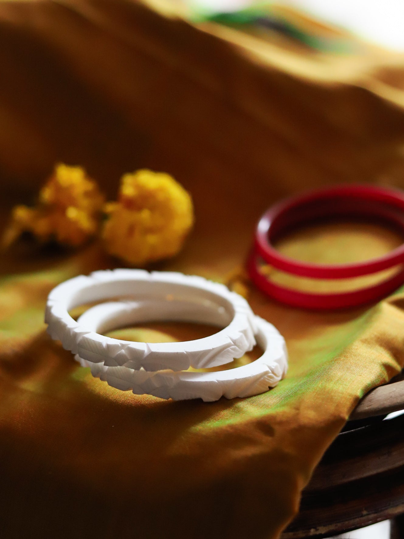 Handcarved Shakha Pola Bangle Pair (2.4 Inch)