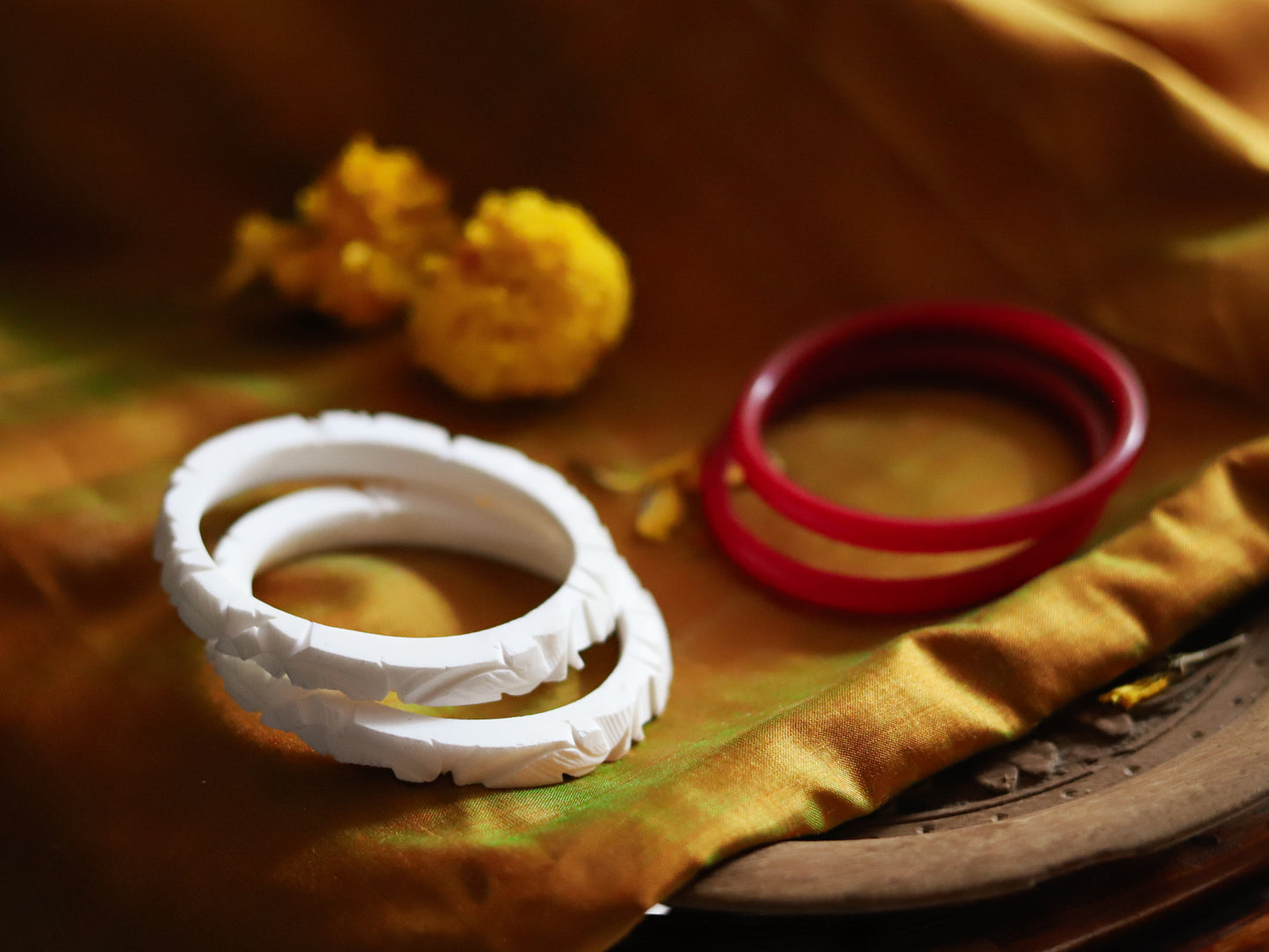 Handcarved Shakha Pola Bangle Pair (2.4 Inch)