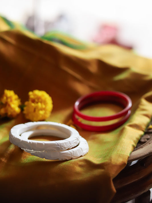 Handcarved Shakha Pola Bangle Pair (2.4 Inch)