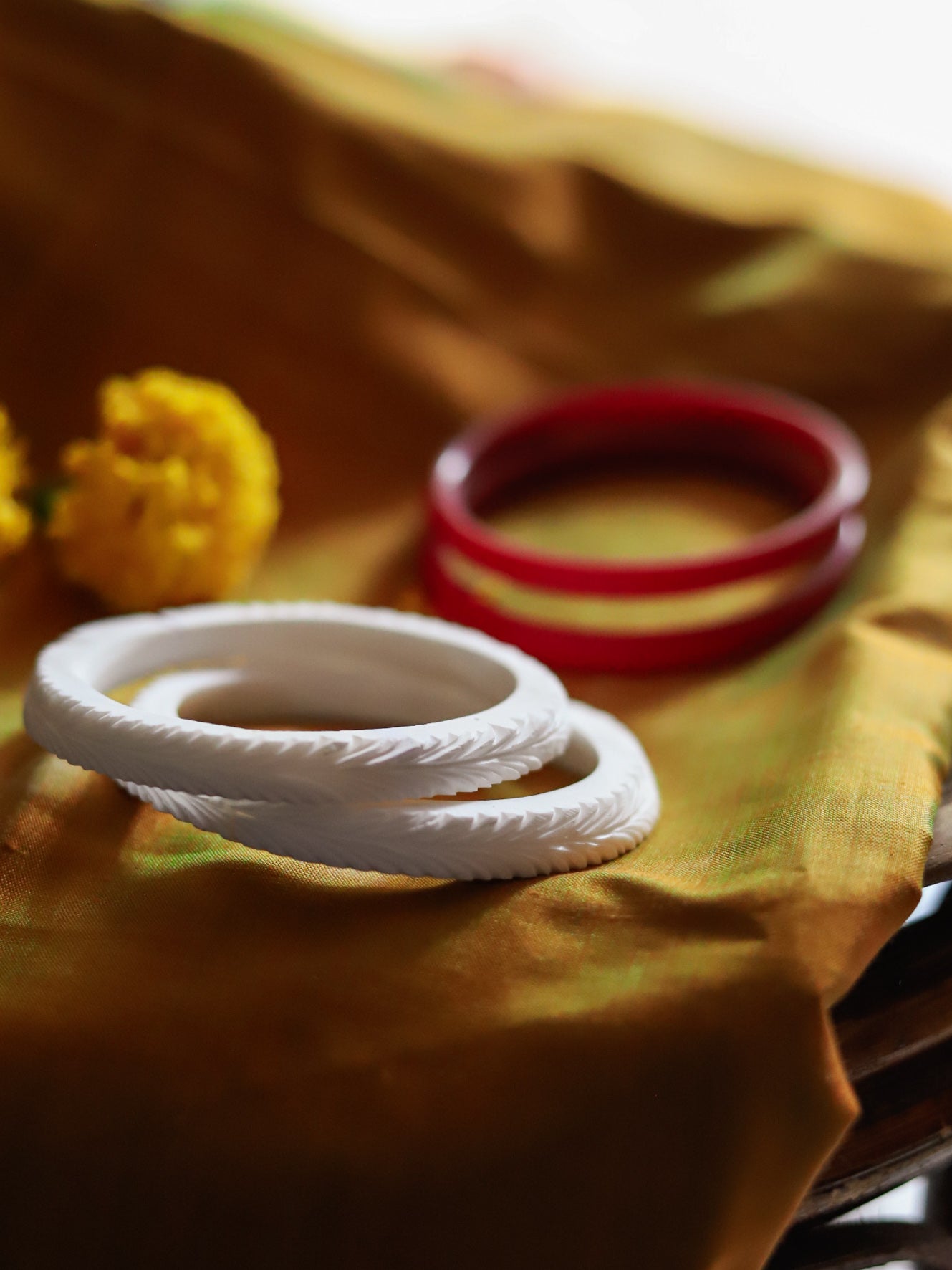 Handcarved Shakha Pola Bangle Pair (2.4 Inch)