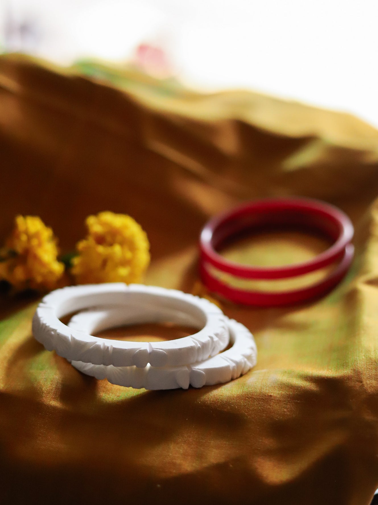 Handcarved Shakha Pola Bangle Pair (2.4 Inch)