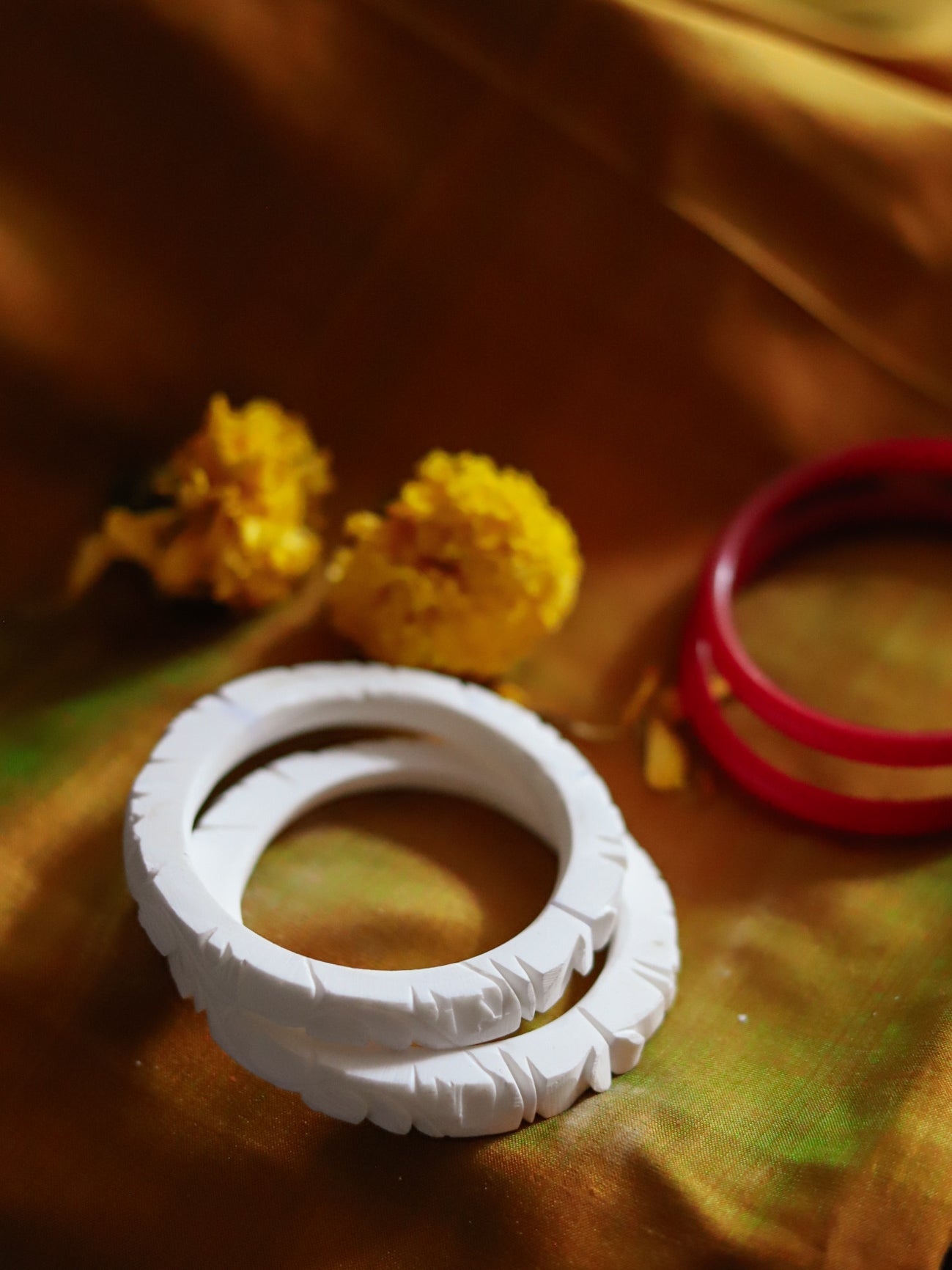 Handcarved Shakha Pola Bangle Pair (2.4 Inch)