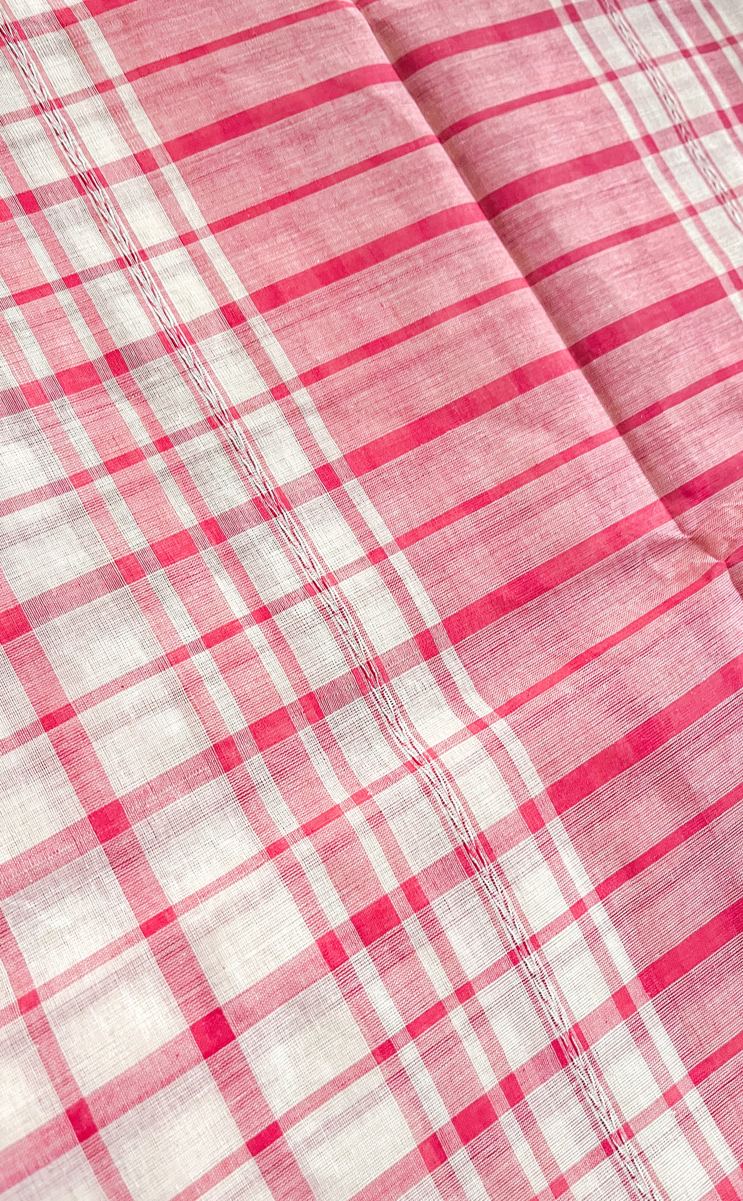 Handwoven Bengal White and Red Tant Saree (Tangail Saree)
