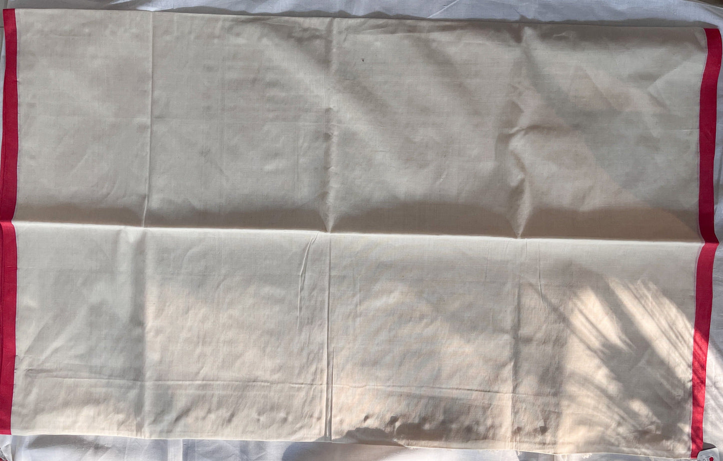 Handwoven Bengal White and Red Cotton Saree