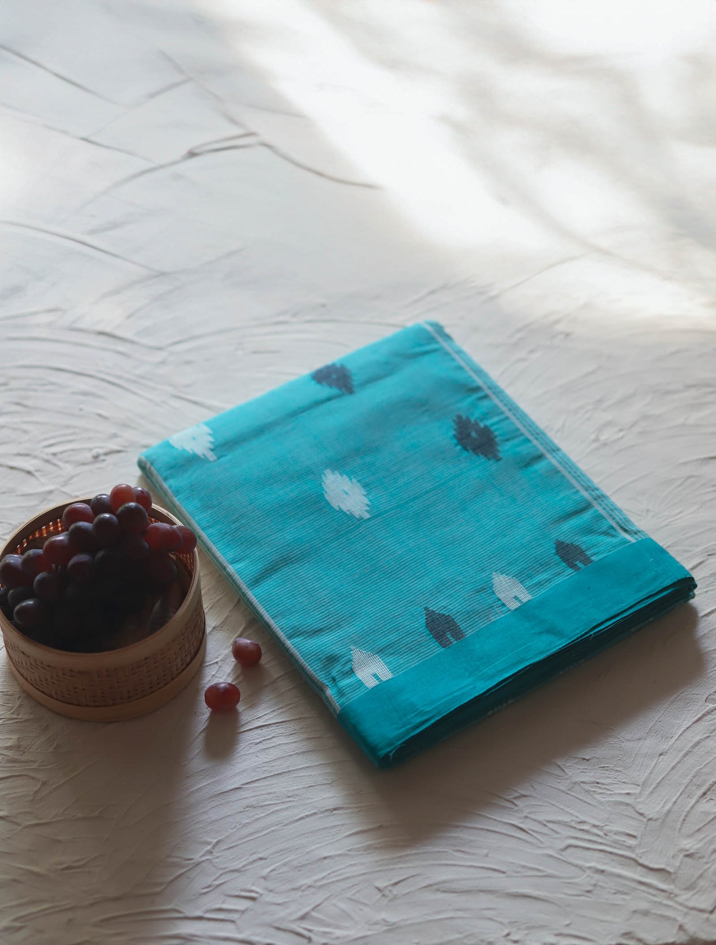Handwoven Bengal Tant Saree (Tangail Saree) in Jamdani Weave