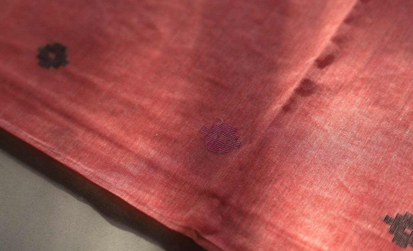 Handwoven Bengal Tant Saree (Tangail Saree) in Jamdani Weave