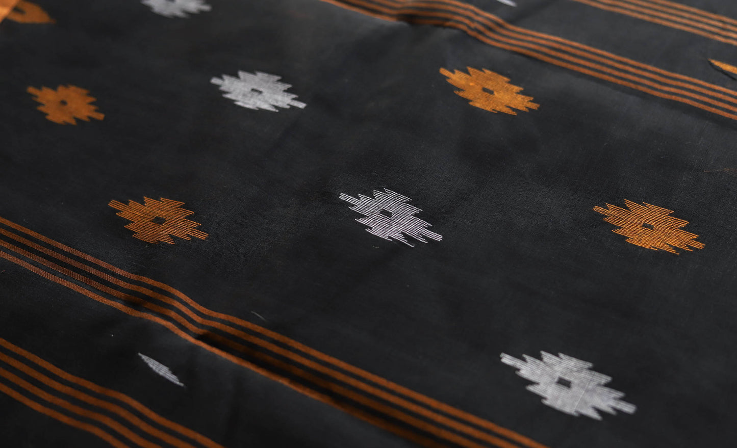 Handwoven Bengal Tant Saree (Tangail Saree) in Jamdani Weave
