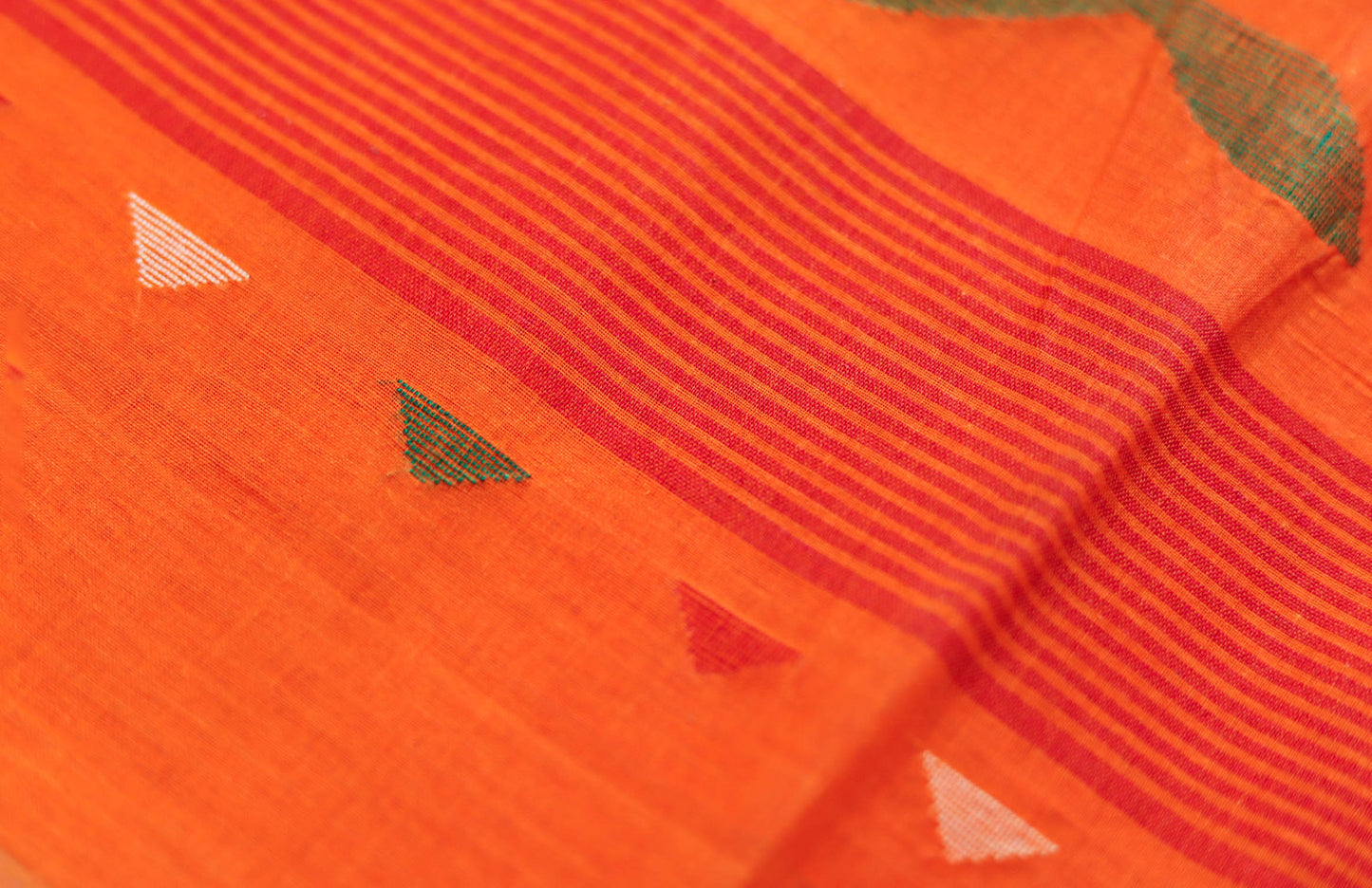 Handwoven Bengal Tant Saree (Tangail Saree) in Jamdani Weave