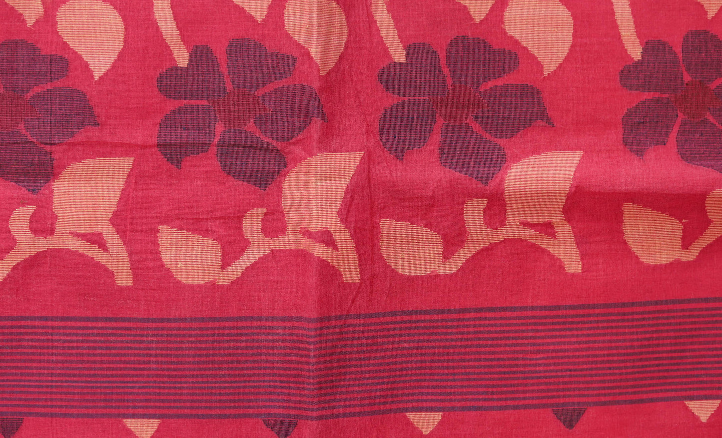 Handwoven Bengal Tant Saree (Tangail Saree) in Jamdani Weave