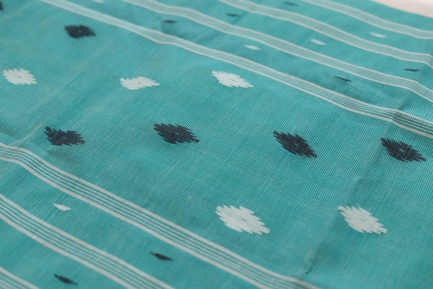 Handwoven Bengal Tant Saree (Tangail Saree) in Jamdani Weave