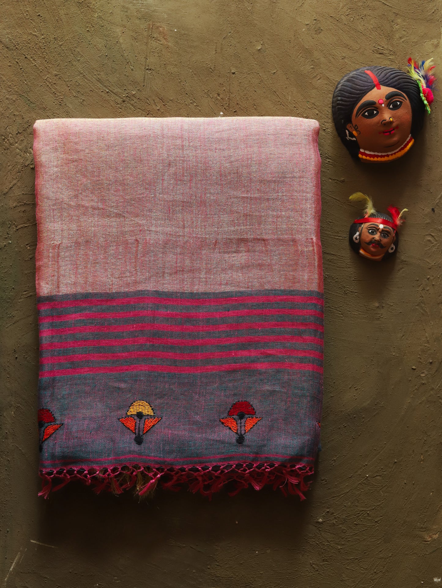 Handwoven Bengal Linen Saree