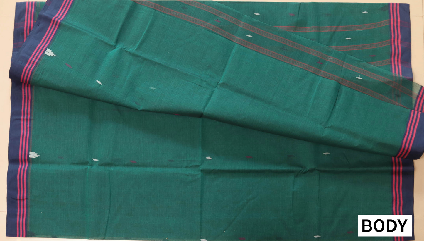 Handwoven Bengal Tant Saree (Tangail Saree) in Jamdani Weave