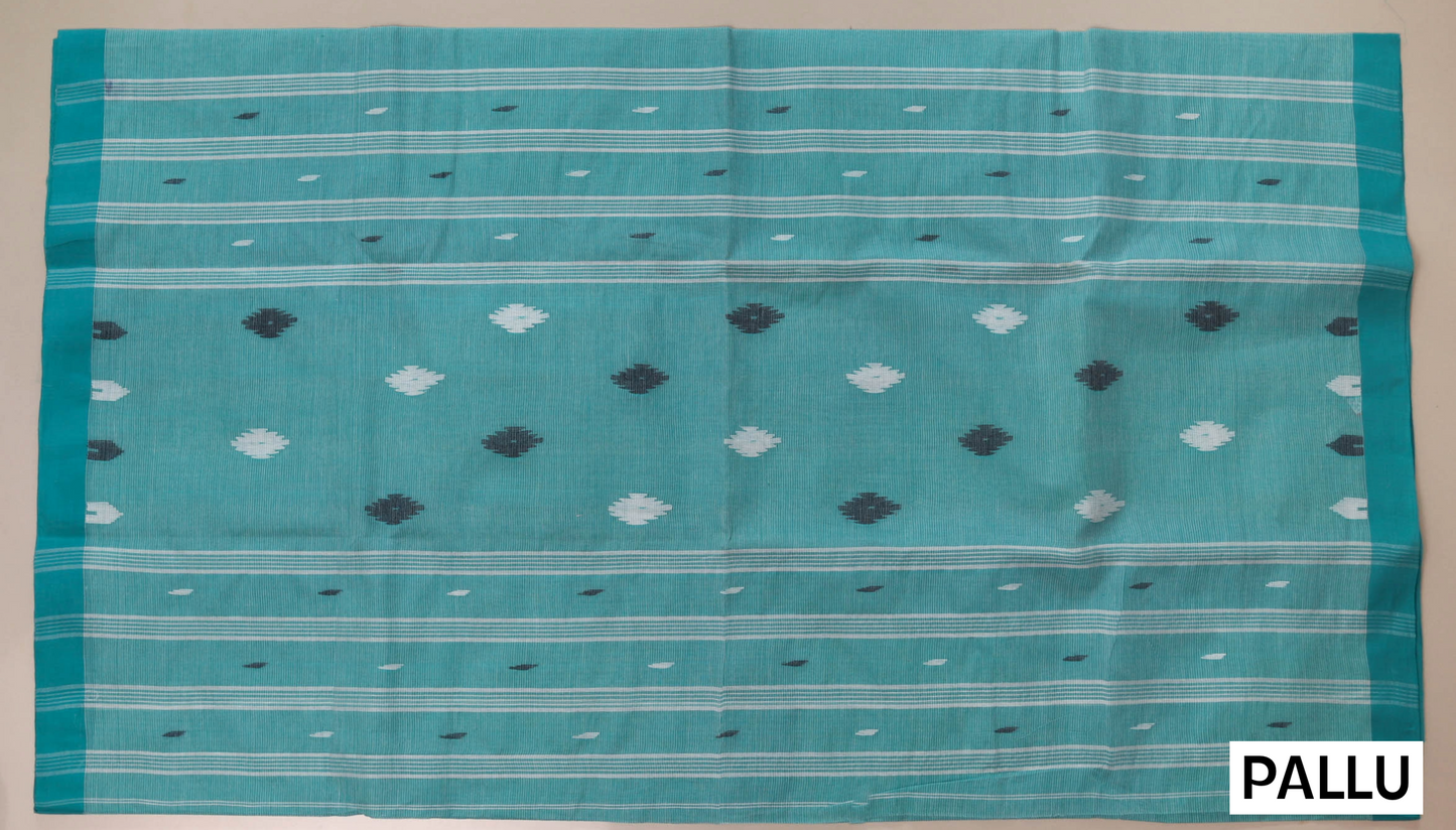 Handwoven Bengal Tant Saree (Tangail Saree) in Jamdani Weave