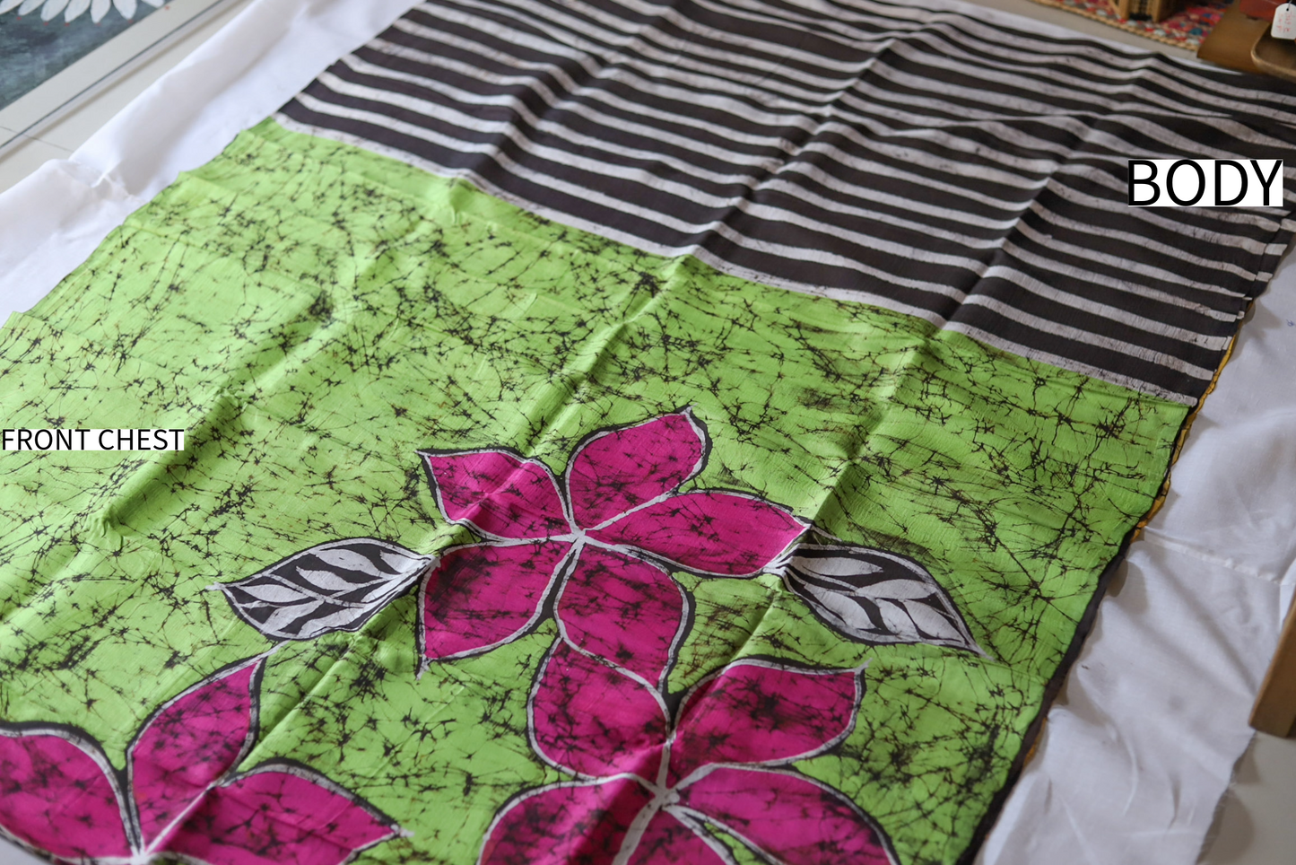 Handwoven Bengal Hand Batik Silk Saree