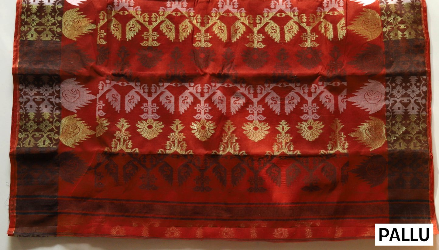 Handwoven Bengal Tant Saree (Tangail Saree)